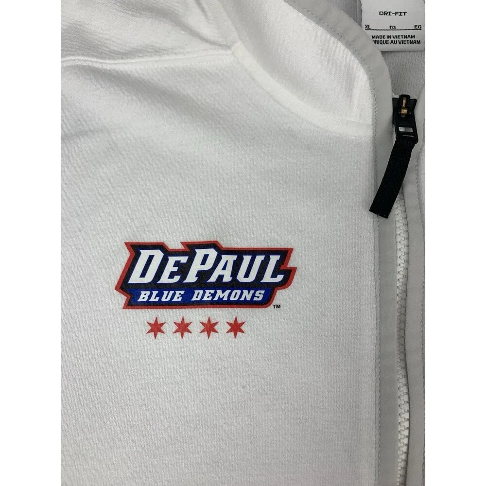 DePaul Blue Demons Nike 1/4 Zip Pullover Top White 50 Years Basketball Men’s XL